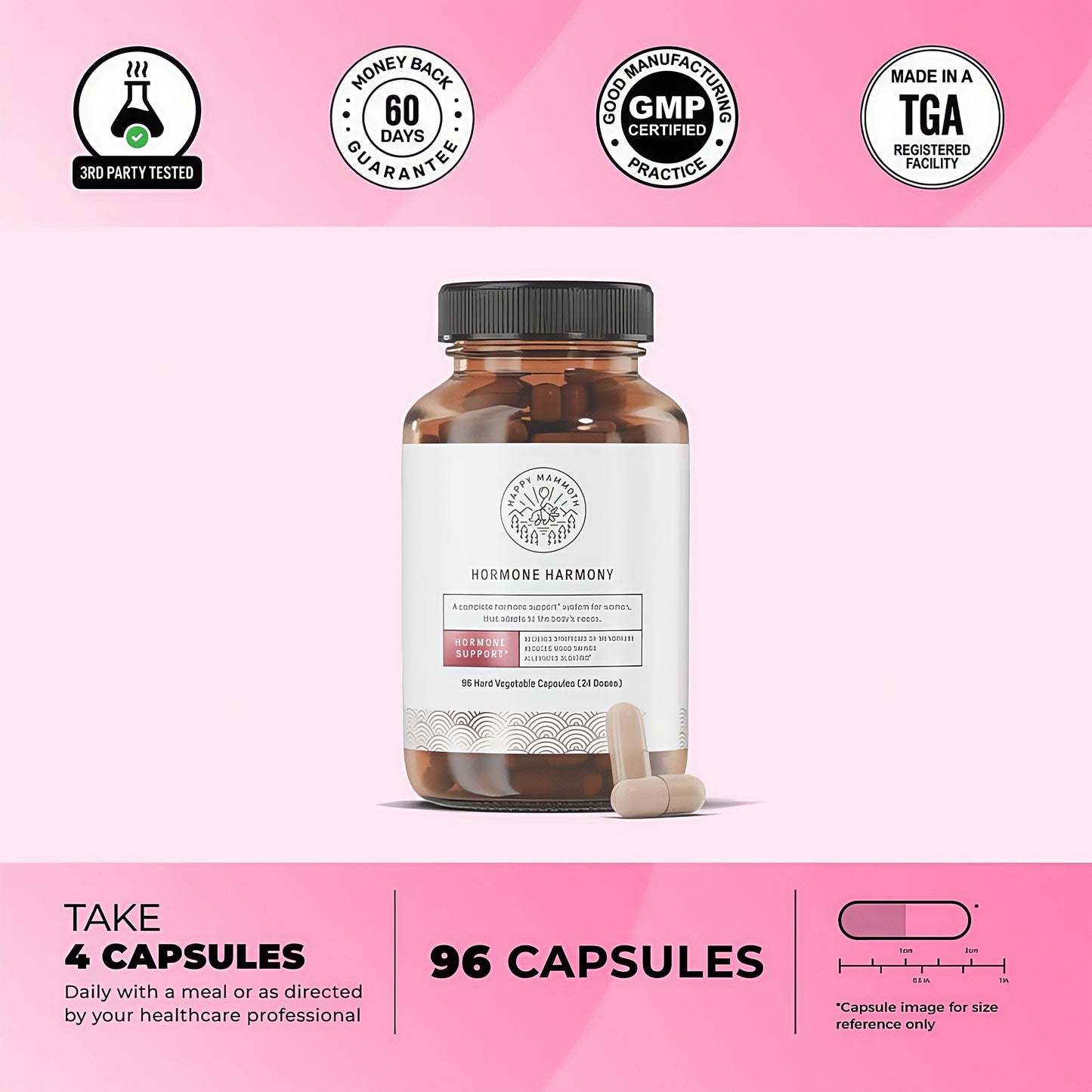 Happy Mammoth Meno Daily Menopause Vitamins for Women 72 Caps